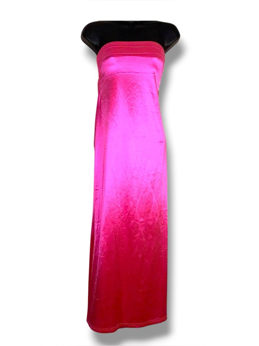 Small Anrabess Barbie Pink Stretch Satin Strapless Dress Event Cut Out Accent